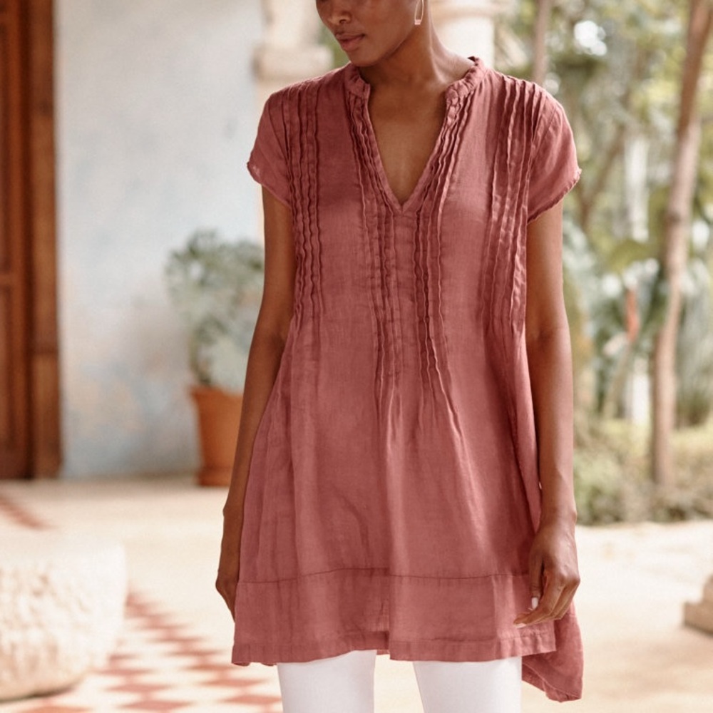 CP Shades Regina-Cap sleeve linen tunic